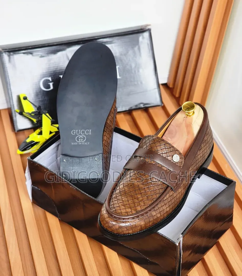 Men's Woven Leather Penny Loafers in Size 40-46