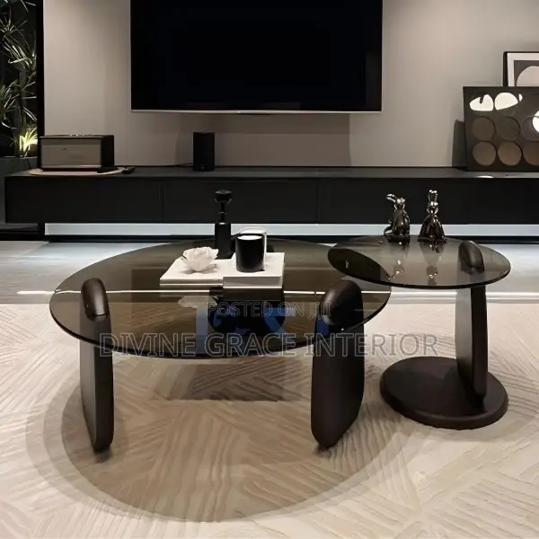 Classy Tempered Glass Top Center Table With Matching Stool
