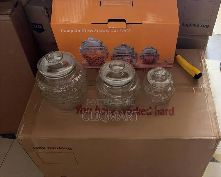 3 Piece Glass Jar Set With Lids – Airtight Food Storage Canisters