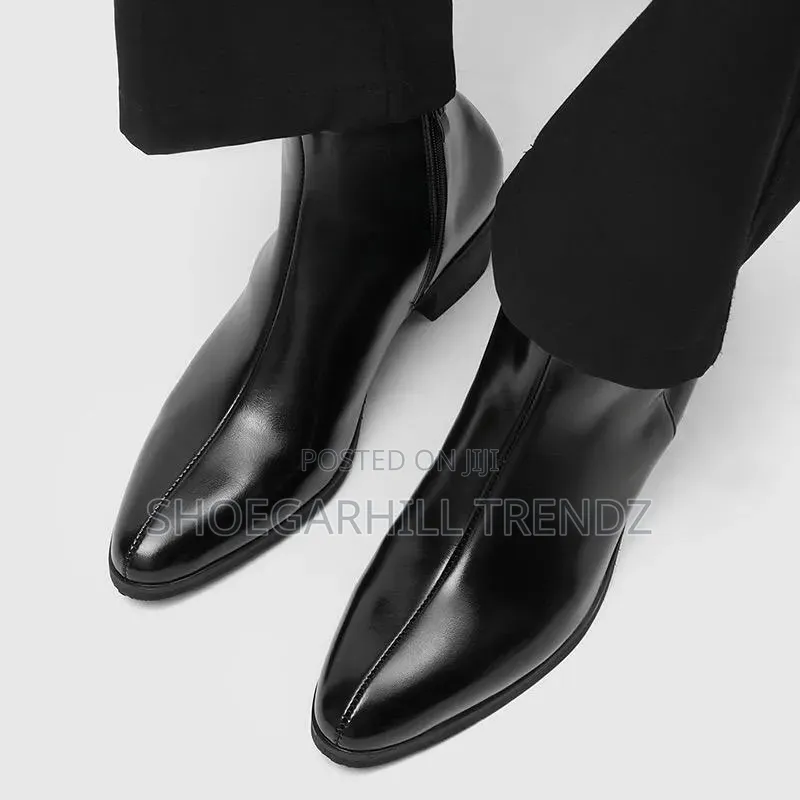 Side Zip Chelsea Ankle Heel Boots for Modern Gentlemen