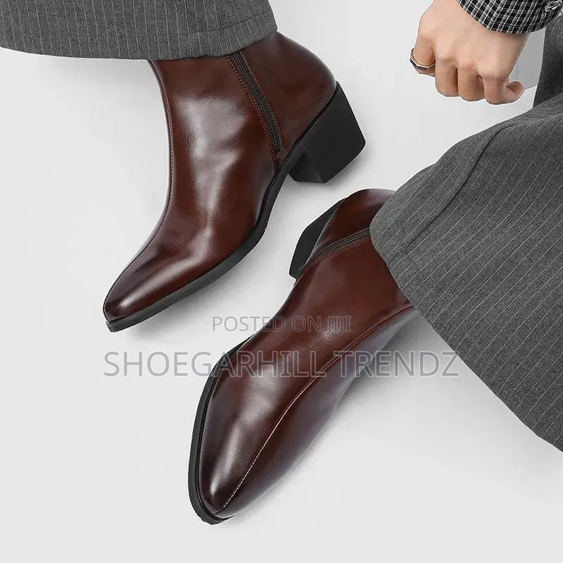 Side Zip Chelsea Ankle Heel Boots for Modern Gentlemen