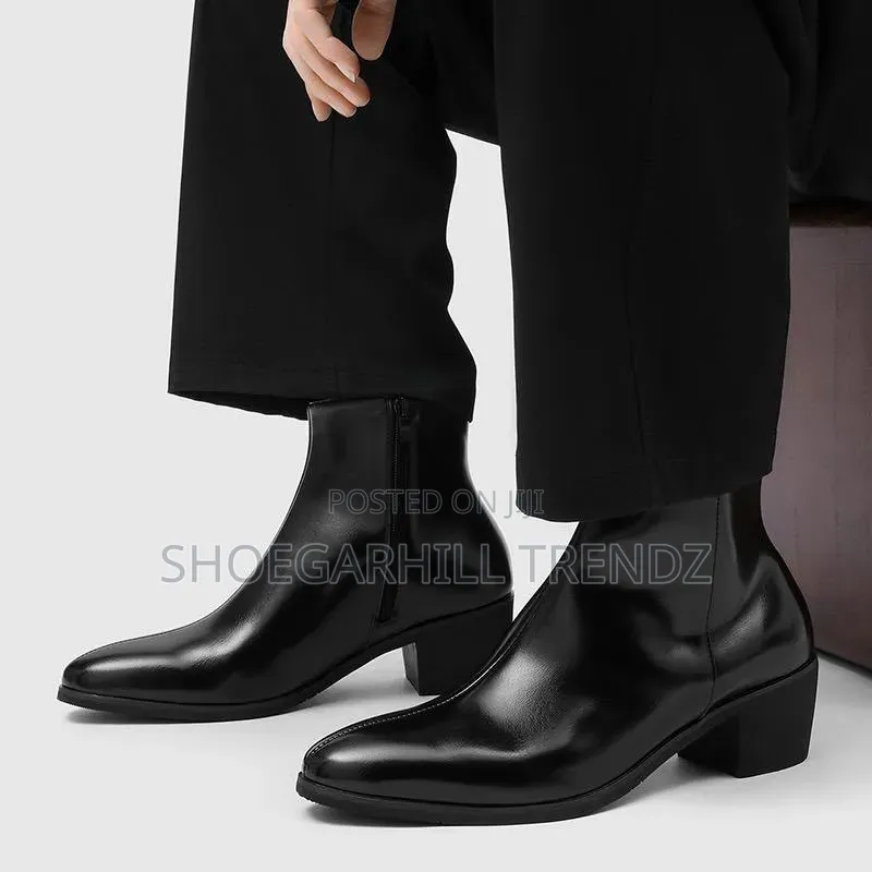 Side Zip Chelsea Ankle Heel Boots for Modern Gentlemen