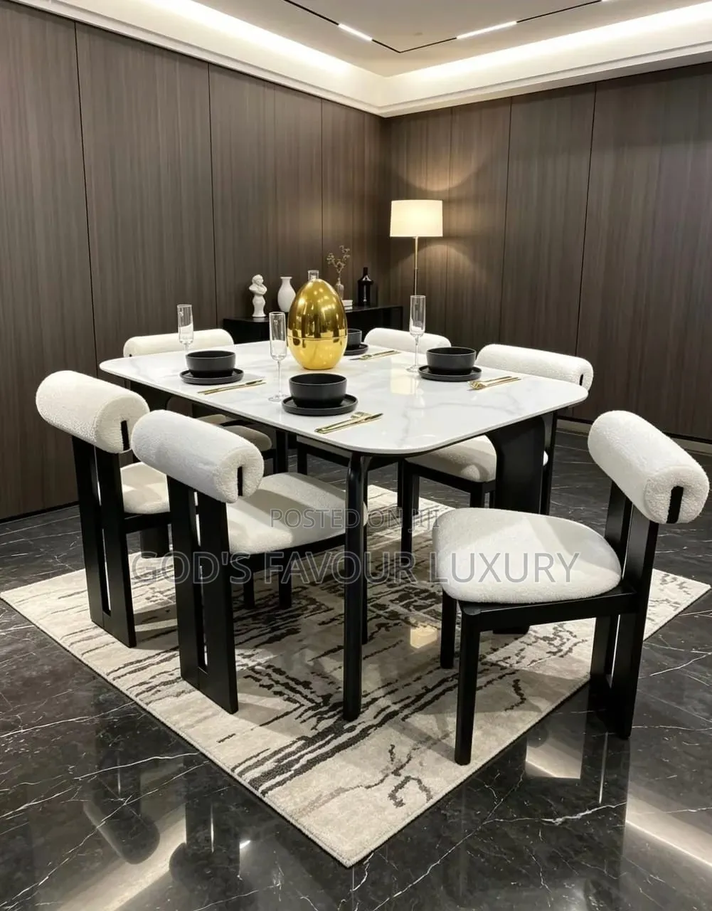 Marble Dining Table and Chairs.