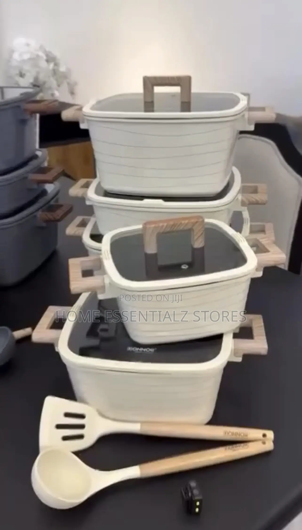 Square Donnor Non-Stick Granite Cookware With Utensils - Donnor Pots