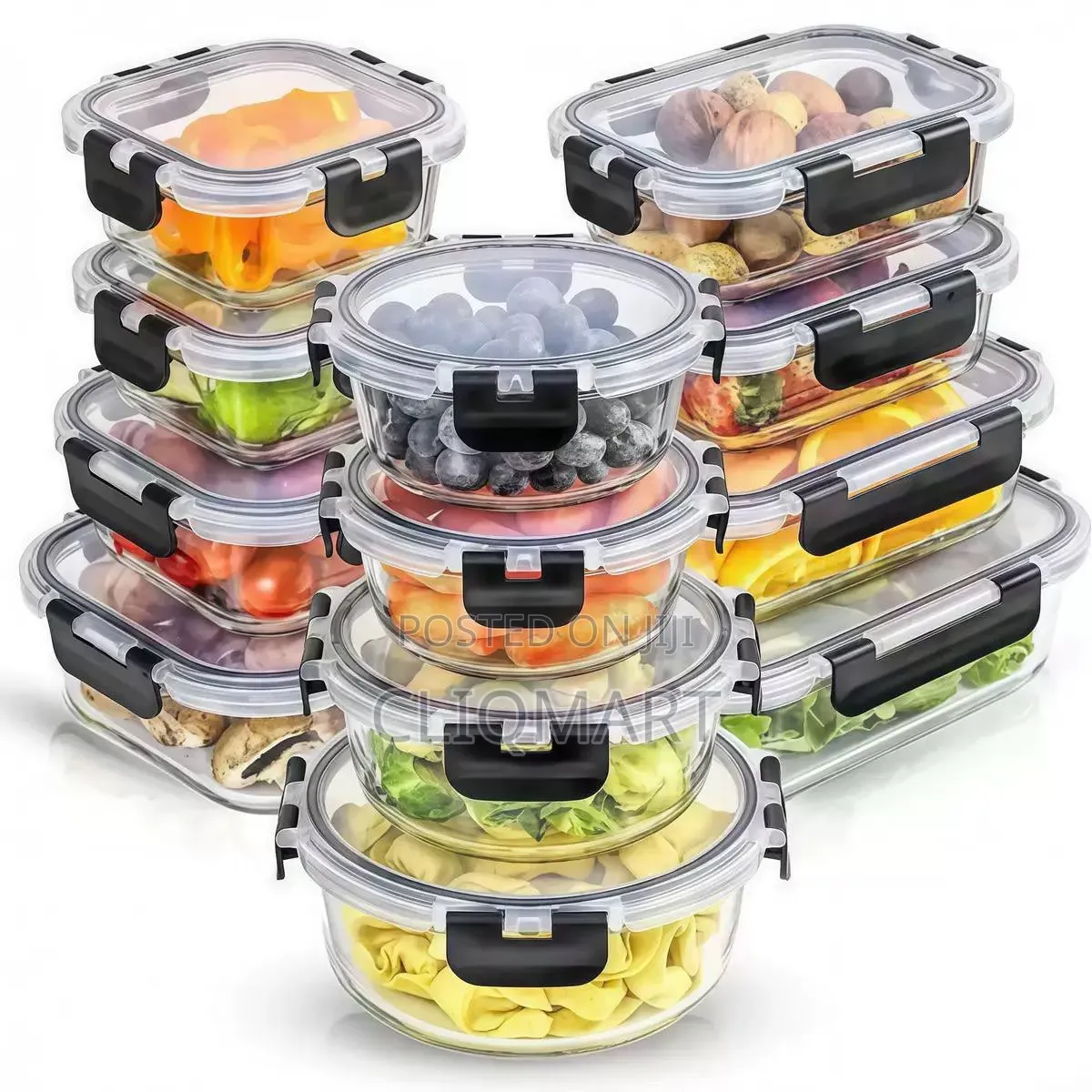 Glass Food Containers - Set of 12 Airtight Oven Microwave Safe