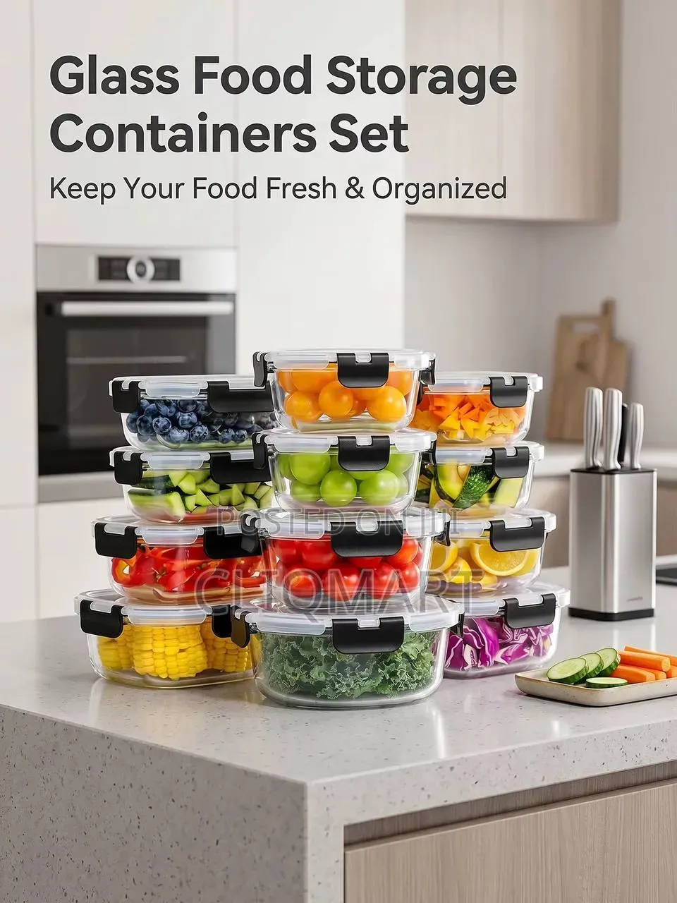 Glass Food Containers - Set of 12 Airtight Oven Microwave Safe