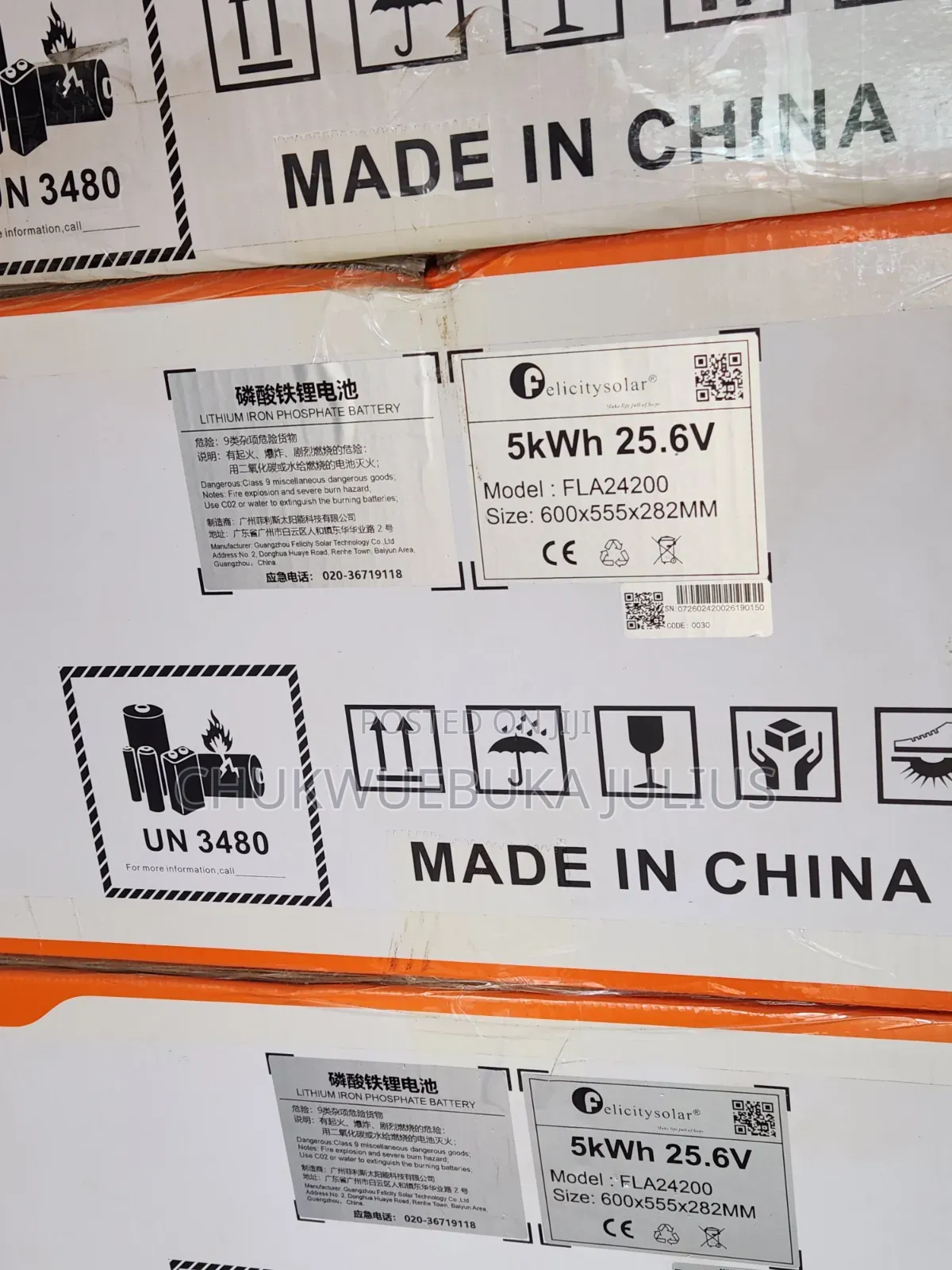 Felicity Solar 5kWh 25.6V Lithium Iron Phosphate (LiFePO4) Battery