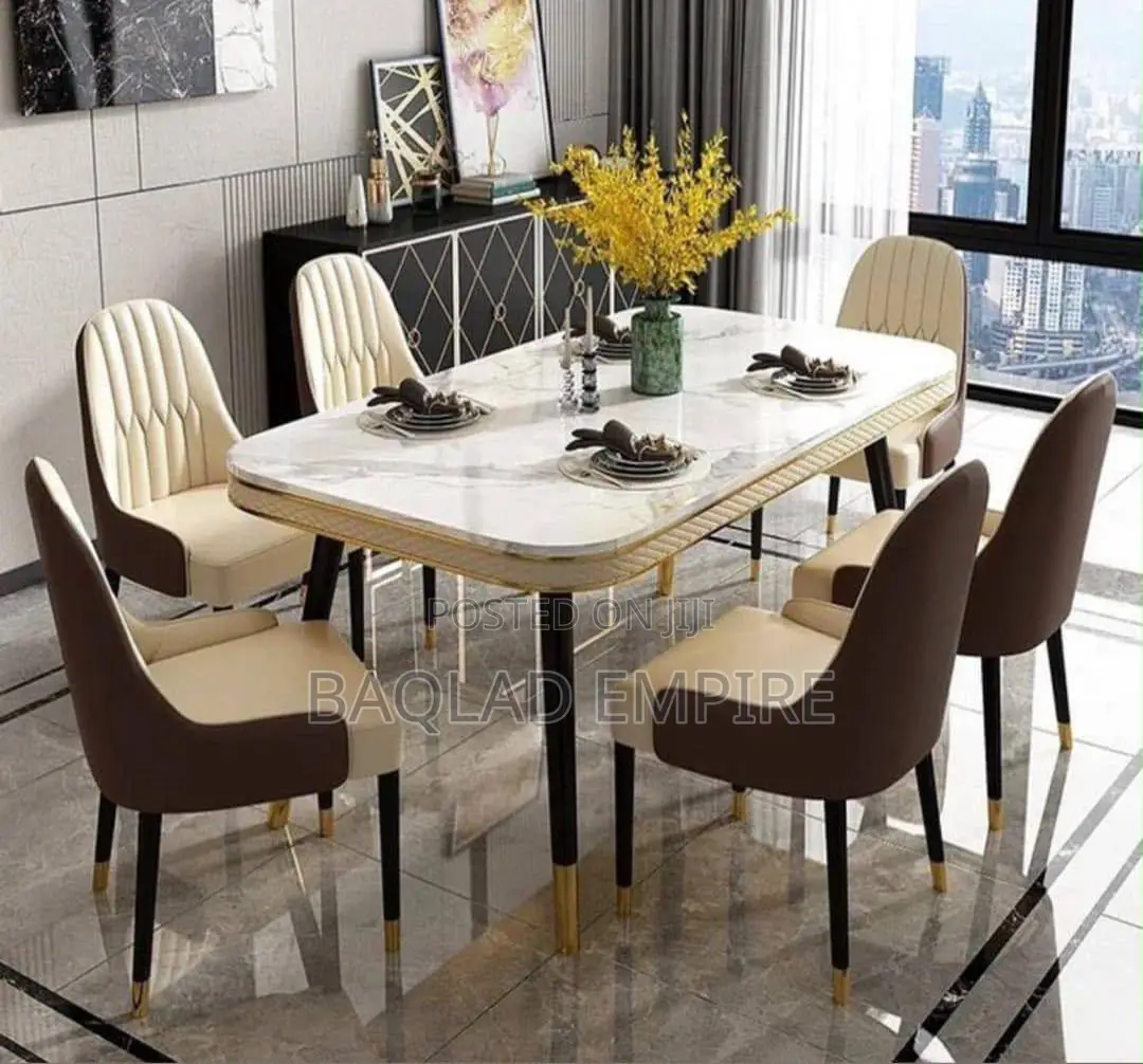 LUXURY MARBLE DINNING TABLE SET (Comes With 6 Chairs )