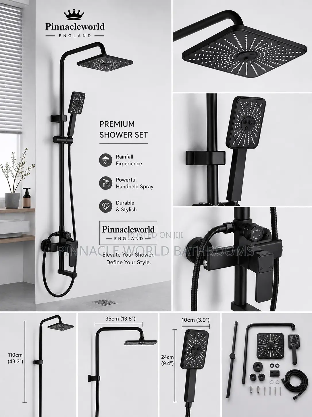 England Black Master Standing Shower Set