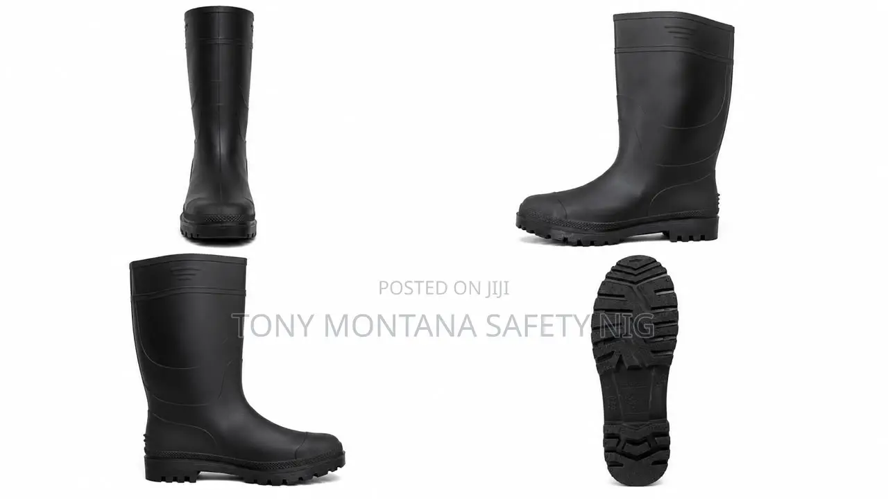 Unisex PVC Rainboot Waterproof Long Rain Boot - Anti-Slip Sole - Black