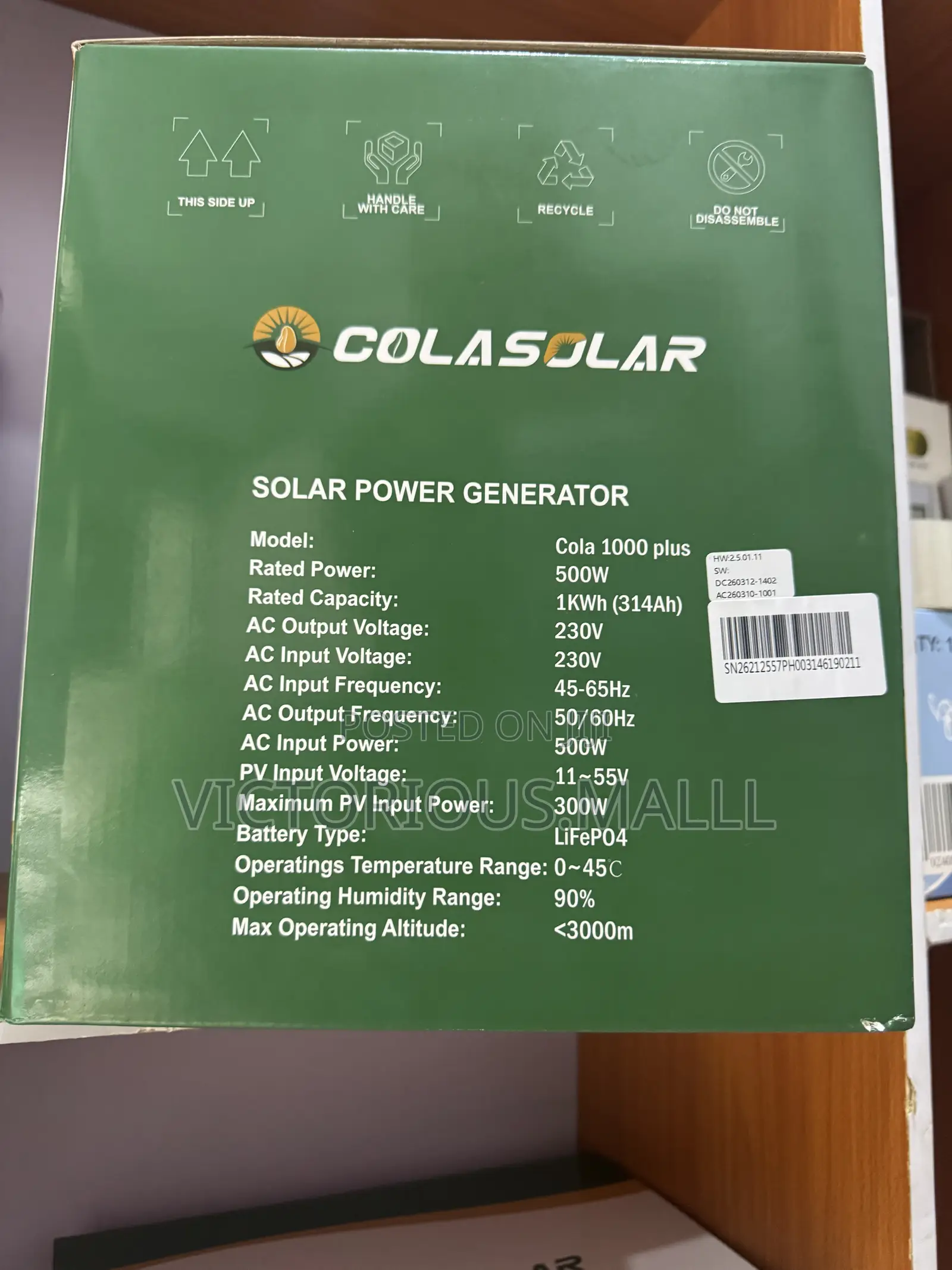 COLASOLAR Cola 1000 Plus 1kWh Solar Generator 500W
