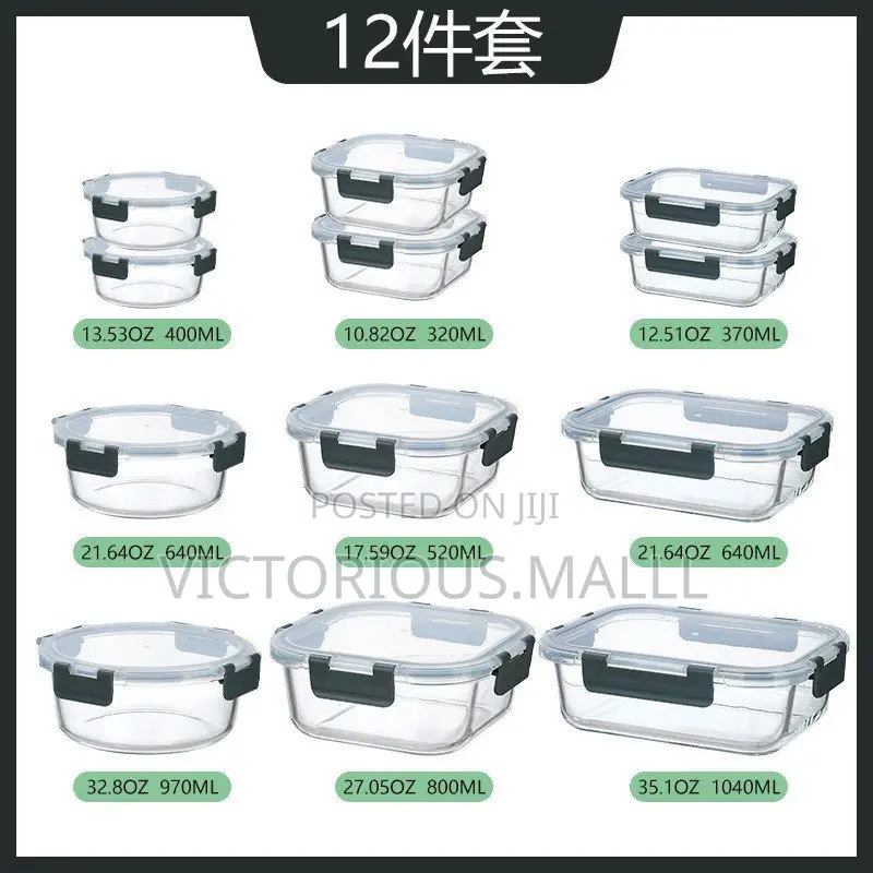 High Grade Borosilicate 12pcs Glass Storage Set