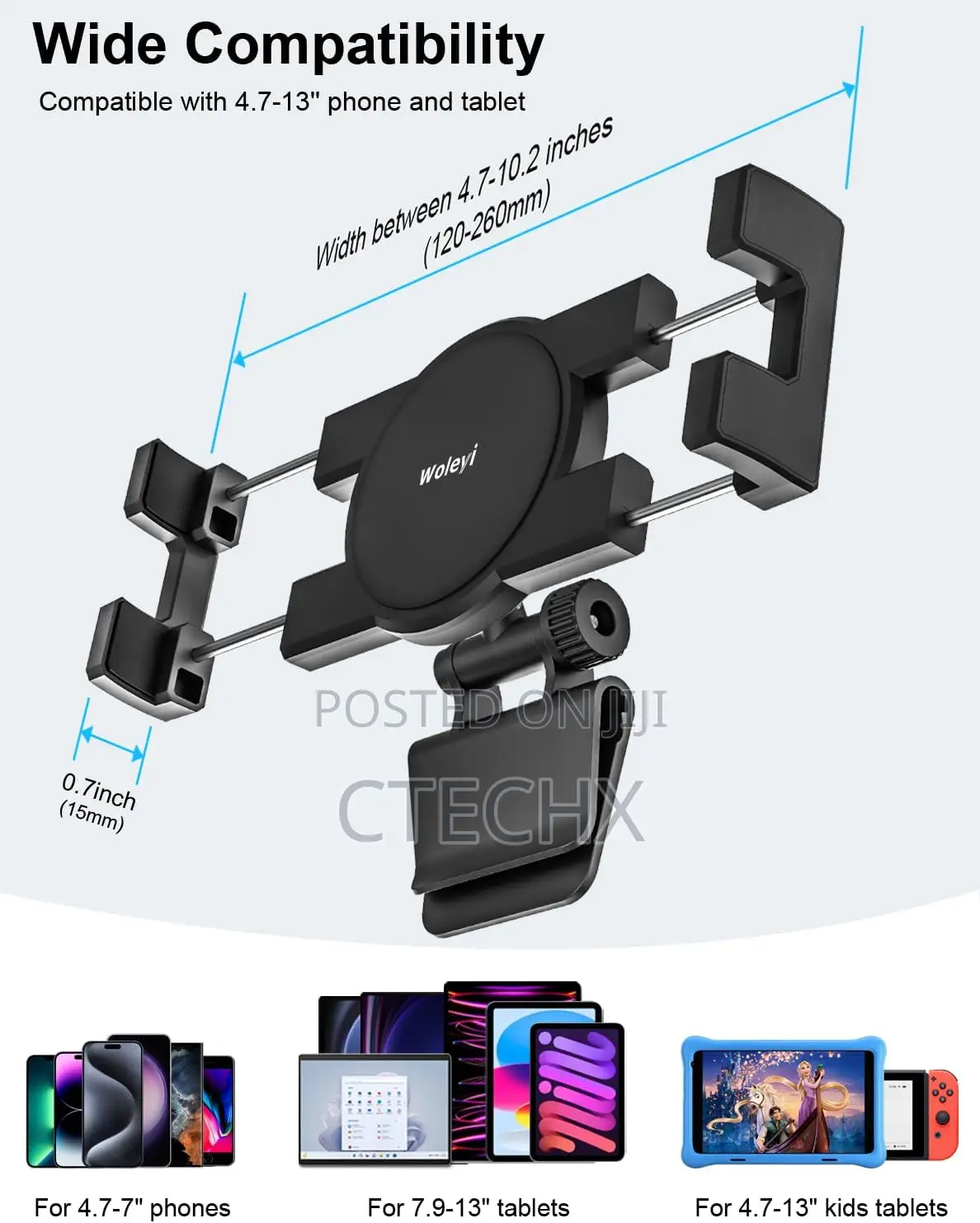 Tesla Tablet Holder Back Seat 360 Degrees Rotation for iPad Galaxy
