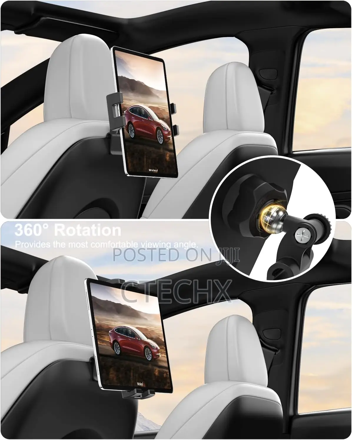 Tesla Tablet Holder Back Seat 360 Degrees Rotation for iPad Galaxy