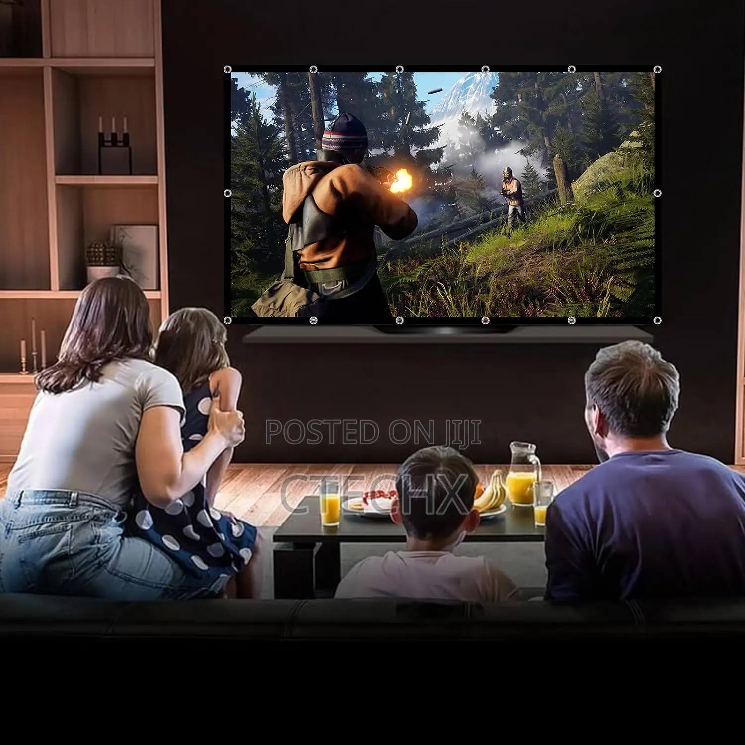 150 Inch Projector Screen Indoor Outdoor Washable Anti-Crease 16:9