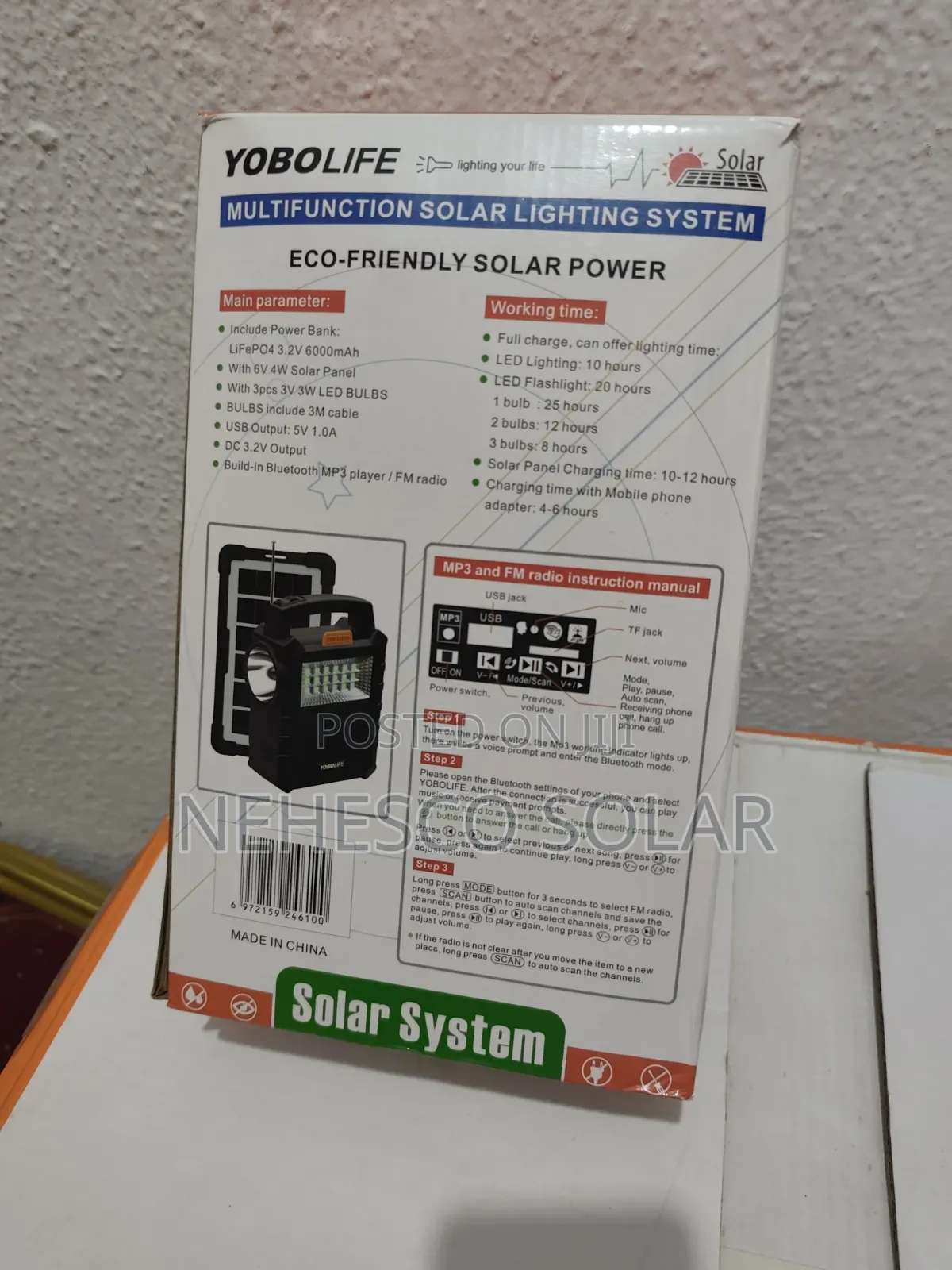 Yobolife Solar System With 3 LED Bulbs, Radio MP3