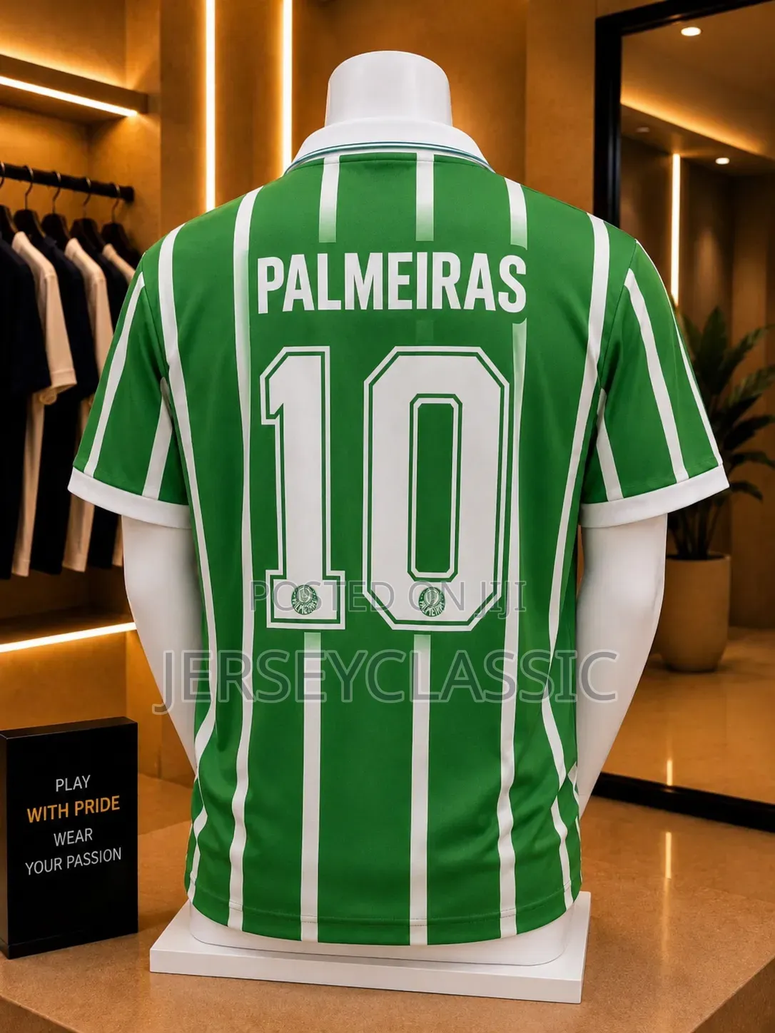 Palmeiras Retro Green White Football Jersey – Classic Striped Kit