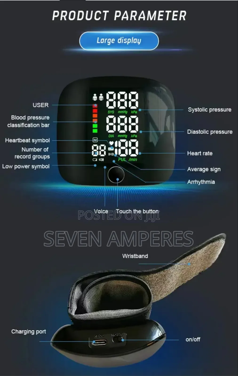 LED Digital Blood Pressure Pulse Monitor