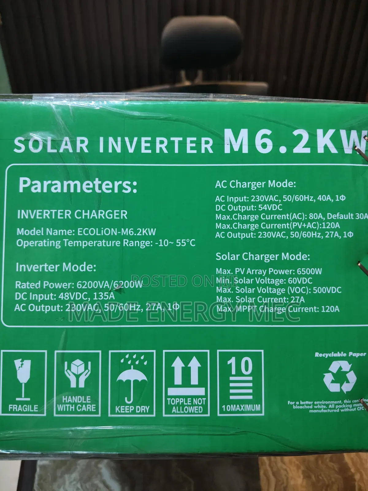  Ecolion M6.2KW 48V Hybrid Solar Inverter – Original Powerful