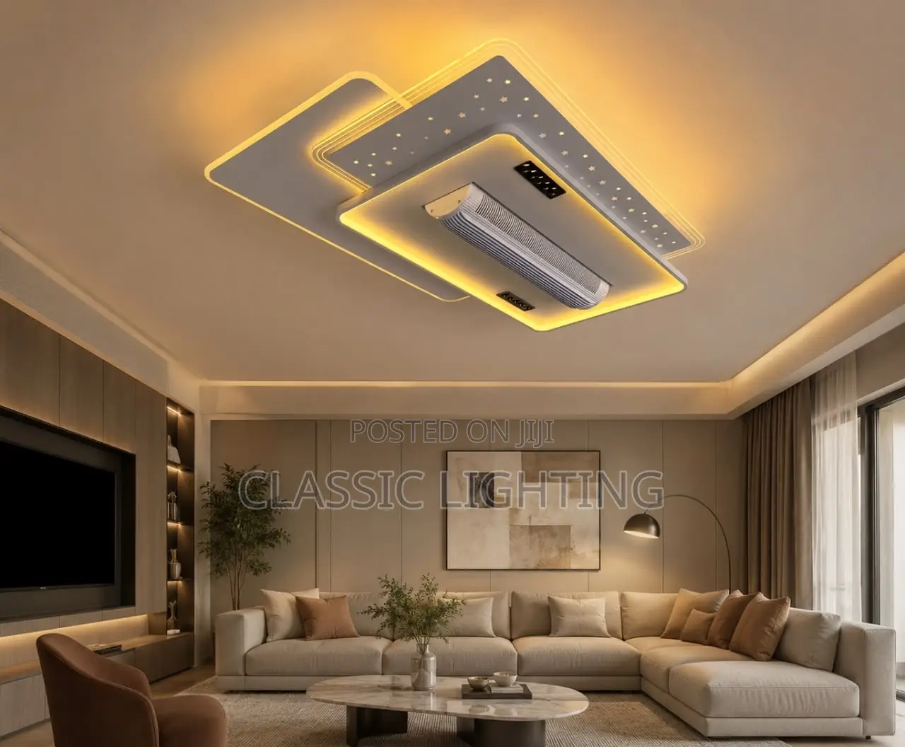 Nordic Quiet Invisible Leafless Electric LED Ceiling Fans Lamp Remote