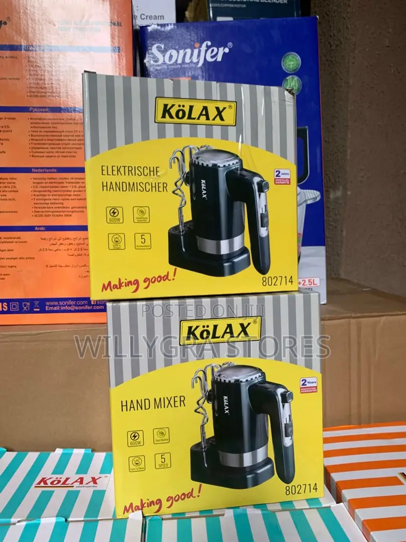 KOLAX Electric Hand Mixer 600W Handheld Mixer With Whisk Dough Hook