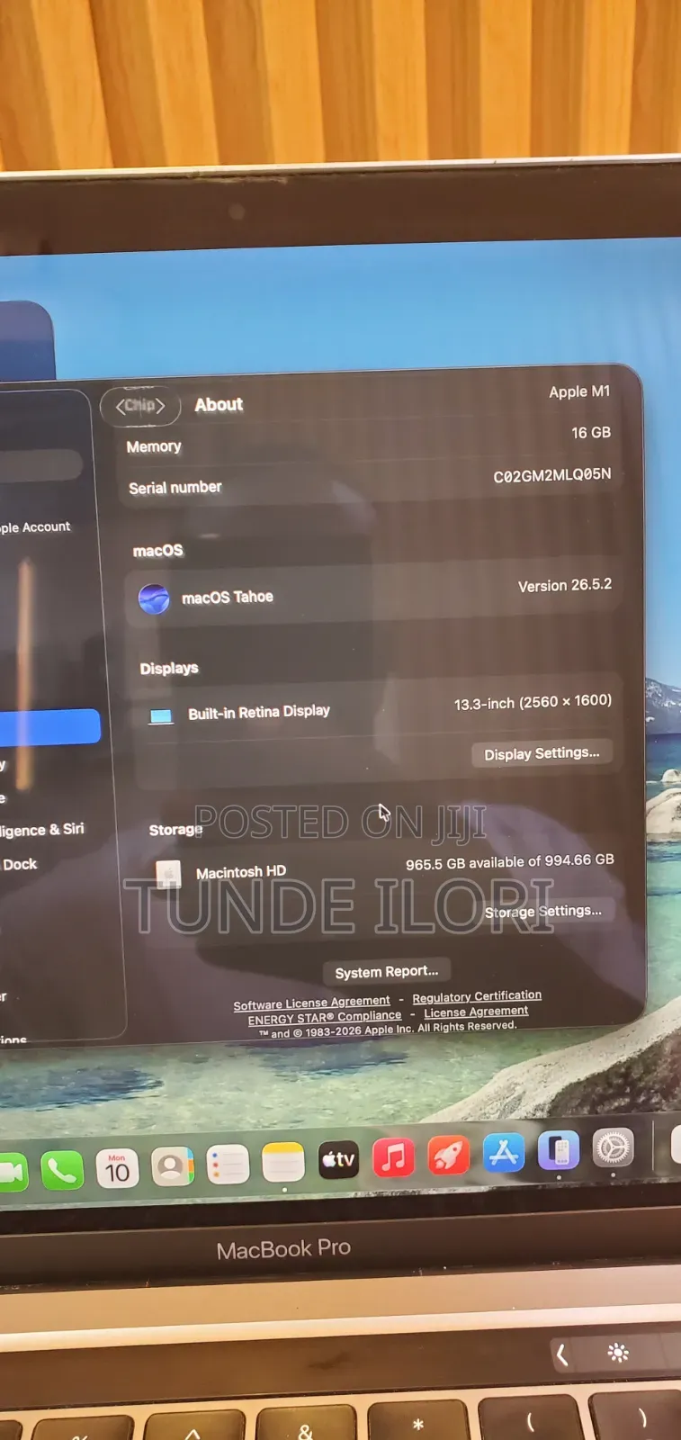 Laptop Apple MacBook Pro 2020 M1 16GB Apple M1 Pro SSD 1T
