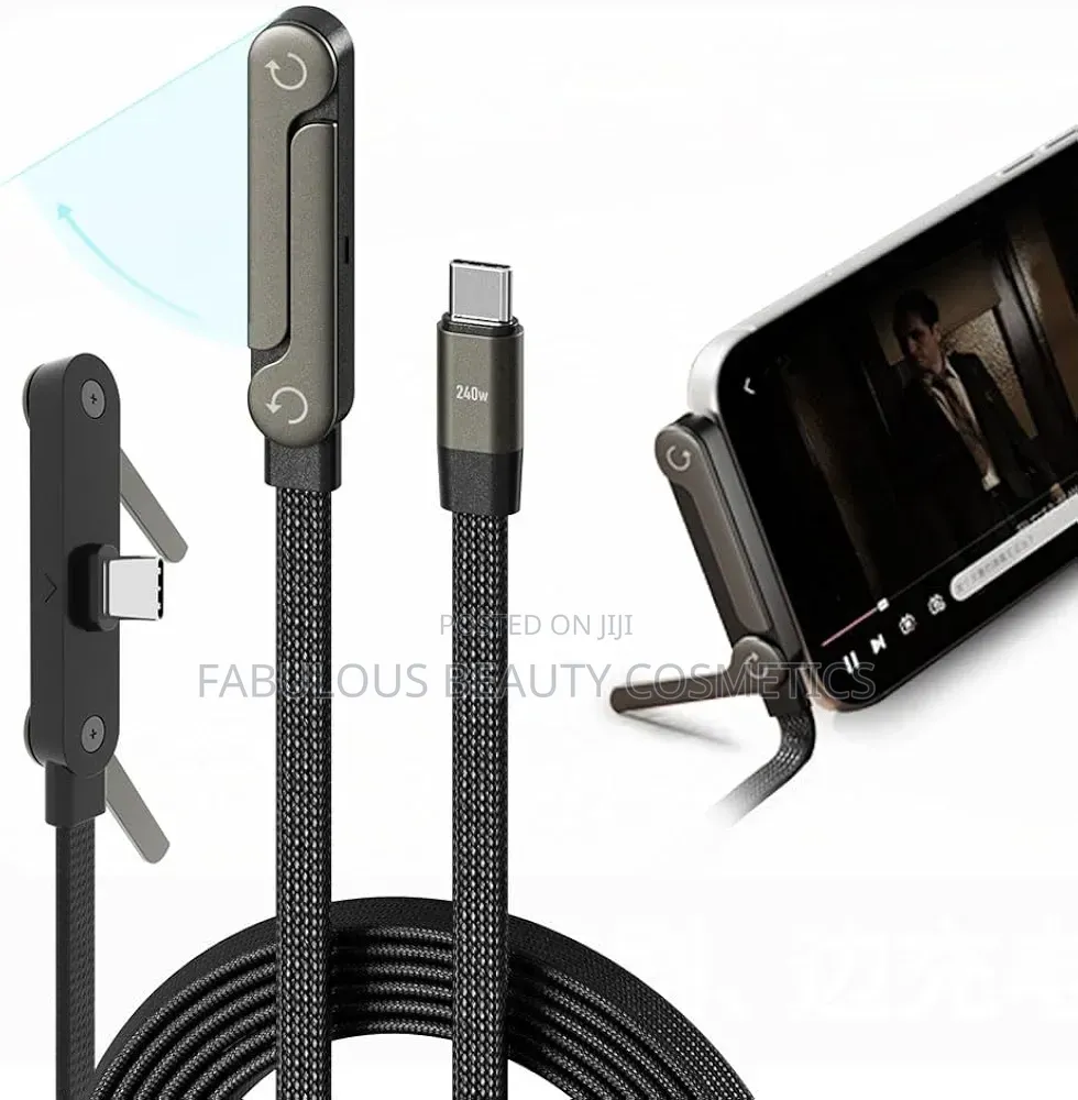 2in1 240W Fast Charging Cable 5 FT With Phone Stand