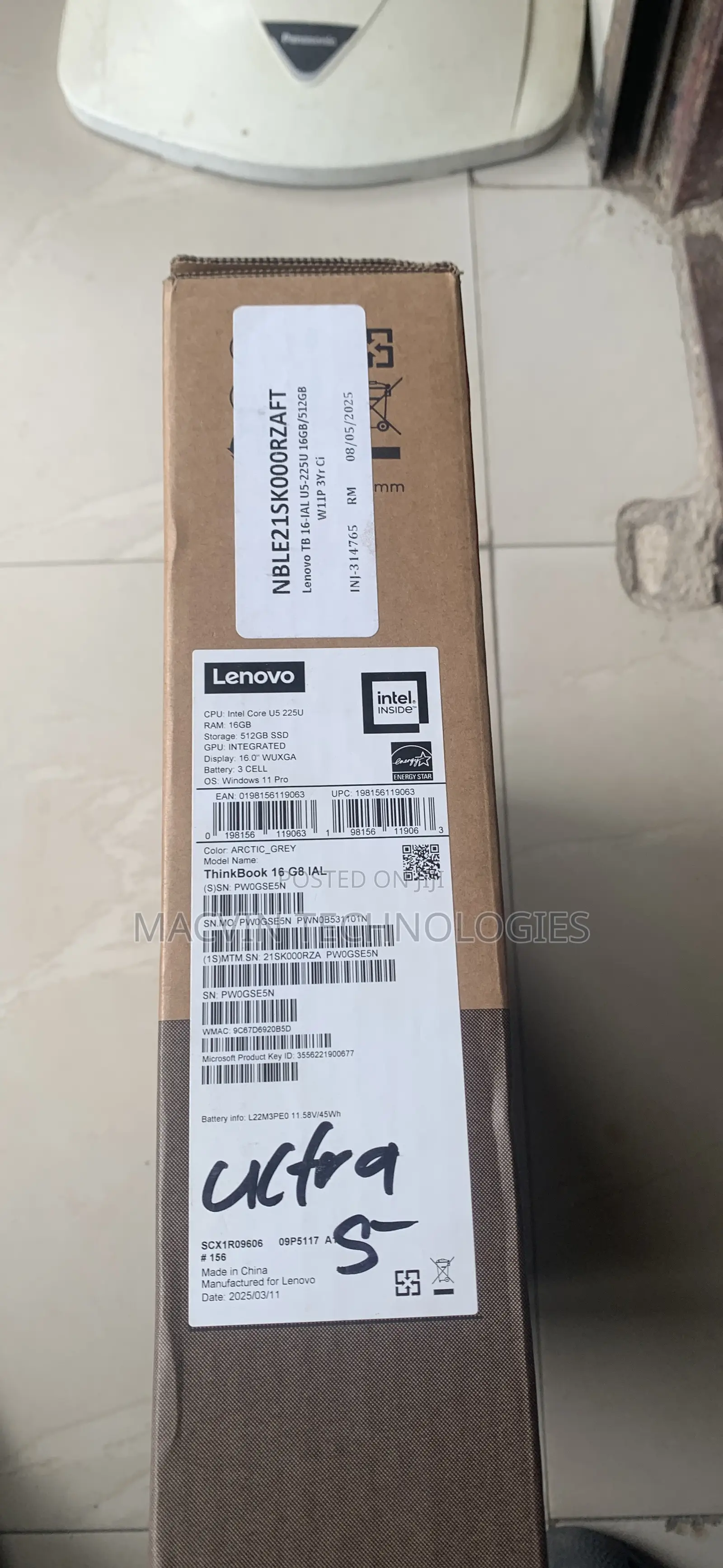 New Laptop Lenovo ThinkBook 15s Gen 2 16GB Intel Core Ultra 5 SSD 512GB