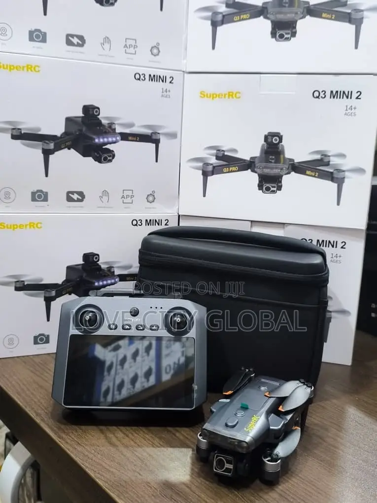Q3 Mini 2 GPS Drone 3-Axis Gimbal Screen Display Remote 2 Battery