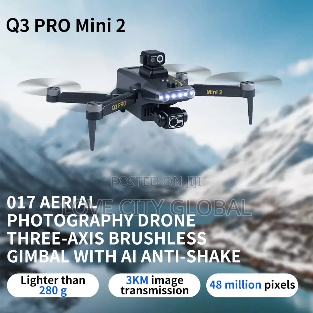 Q3 Mini 2 GPS Drone 3-Axis Gimbal Screen Display Remote 2 Battery