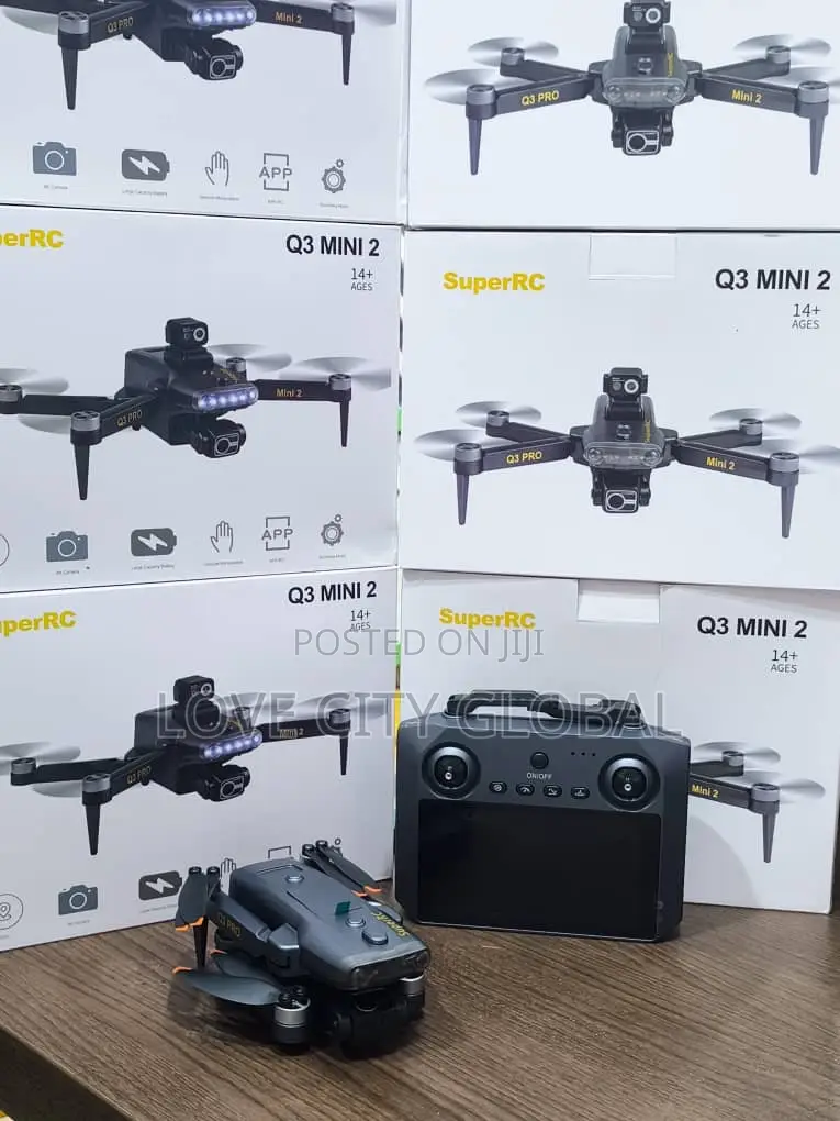 Q3 Mini 2 GPS Drone 3-Axis Gimbal Screen Display Remote 2 Battery