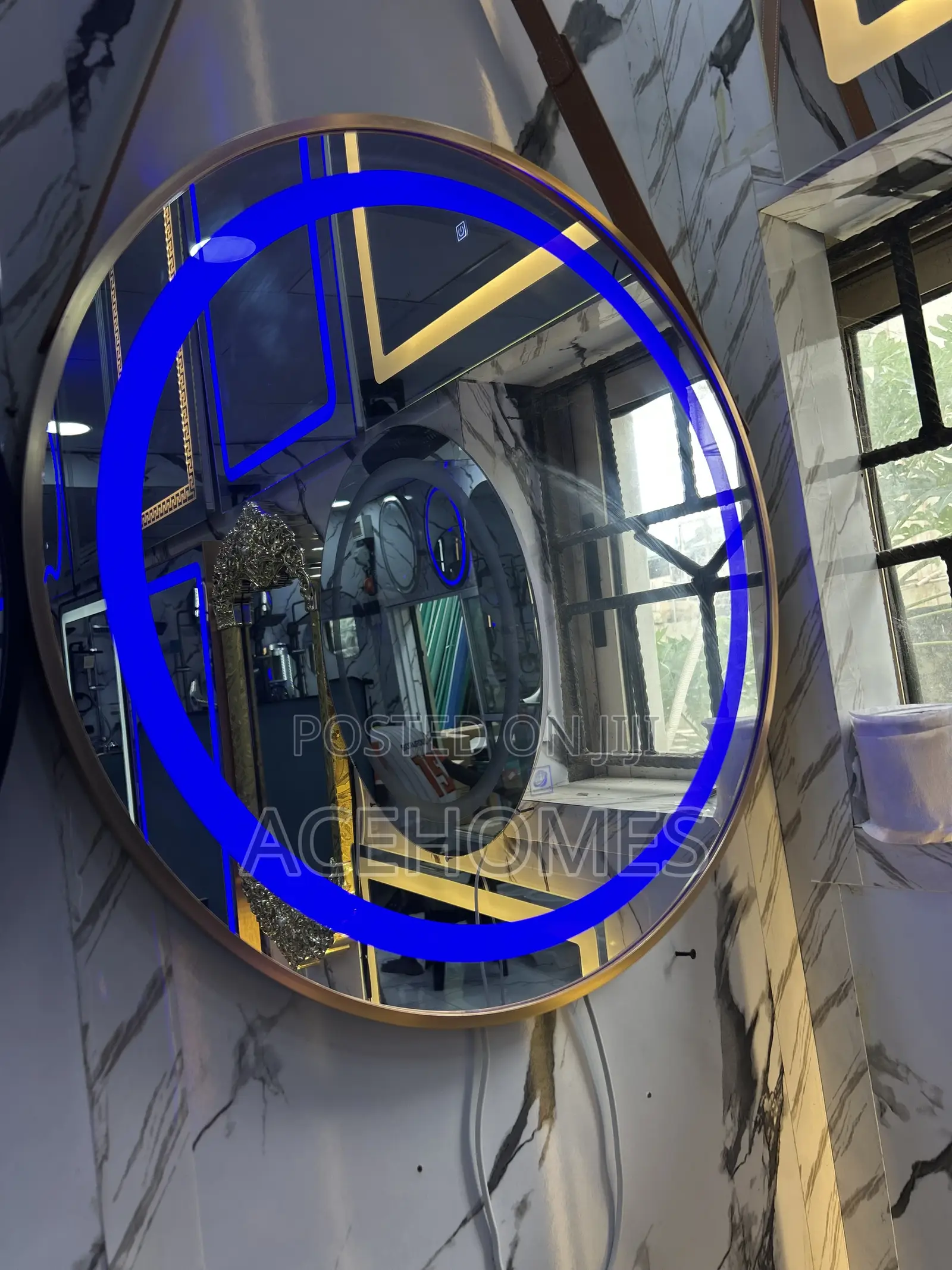 Golden Mirror Frame Round Led