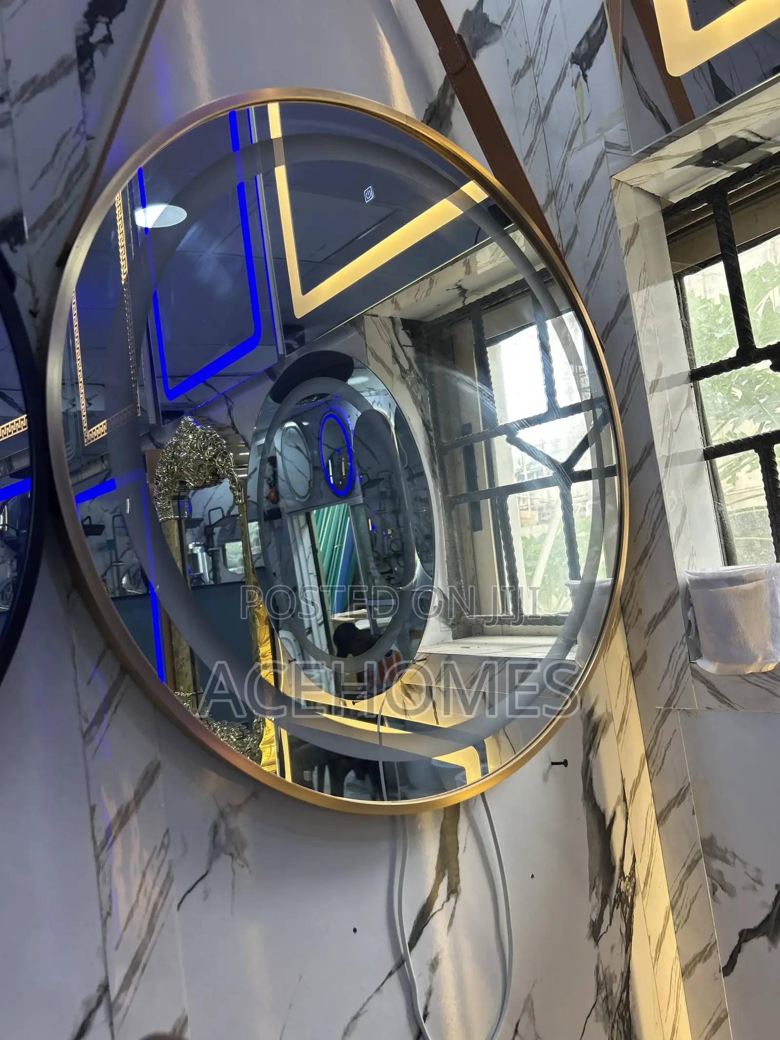 Golden Mirror Frame Round Led