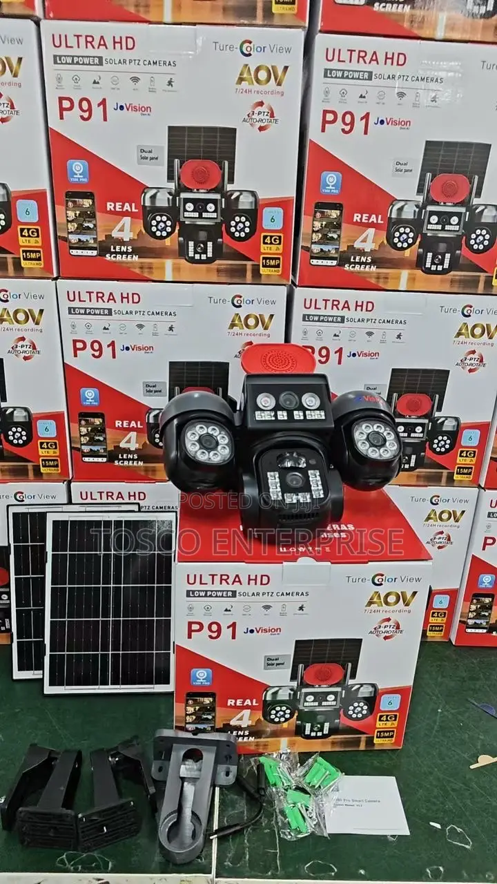 P91 V380 4g Solar PTZ Camera 4-Lens Ultra Hd CCTV