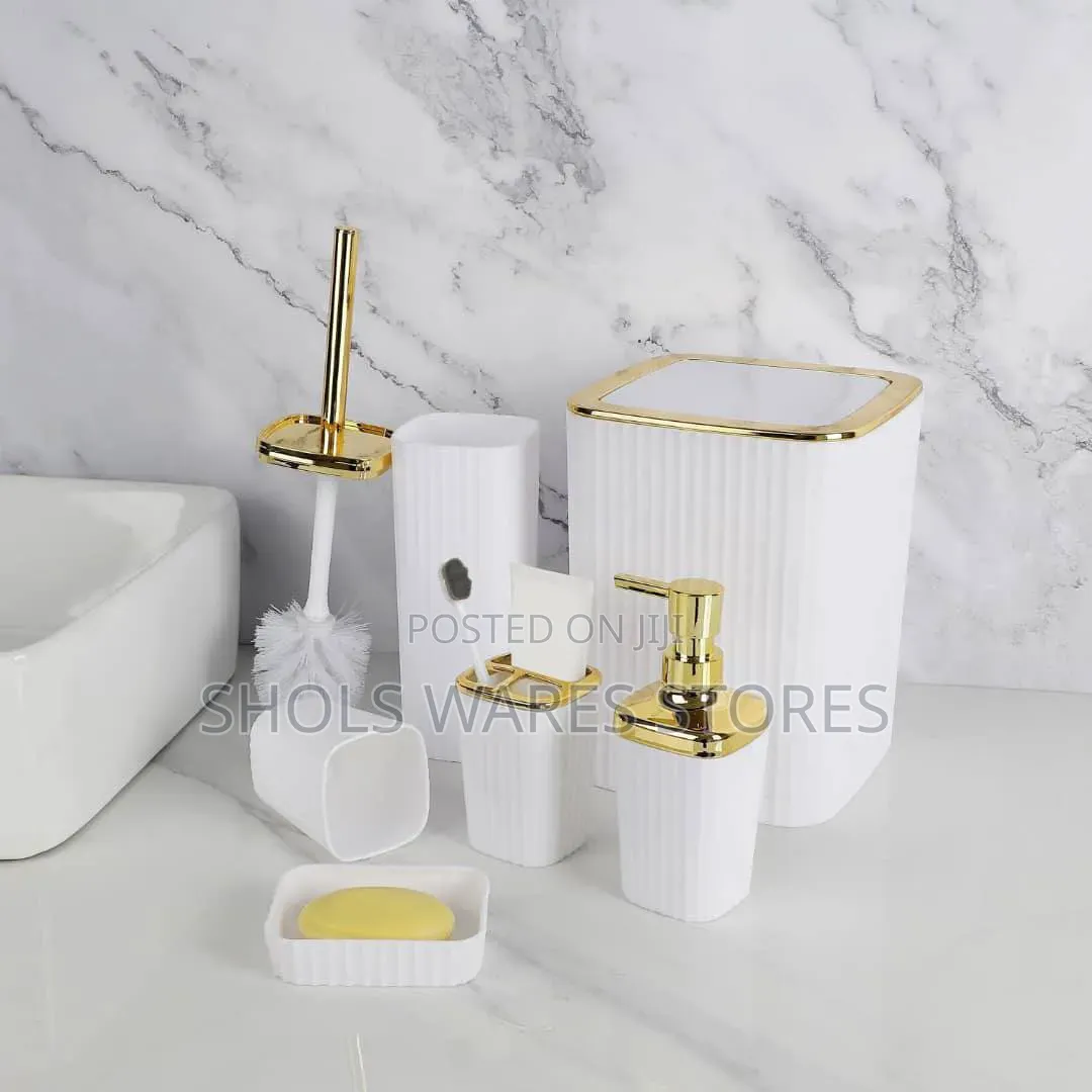 6-Piece Luxury Bathroom Accessories Set – White Black