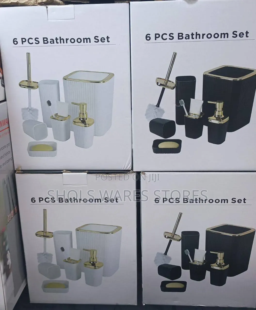 6-Piece Luxury Bathroom Accessories Set – White Black