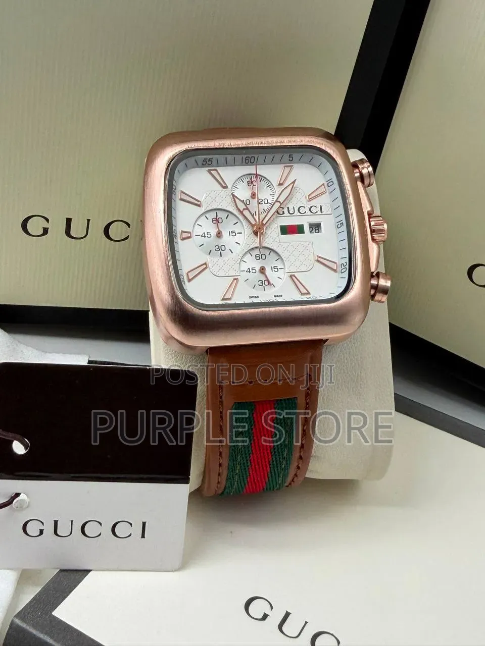 Gucci Leather Chronograph Watches