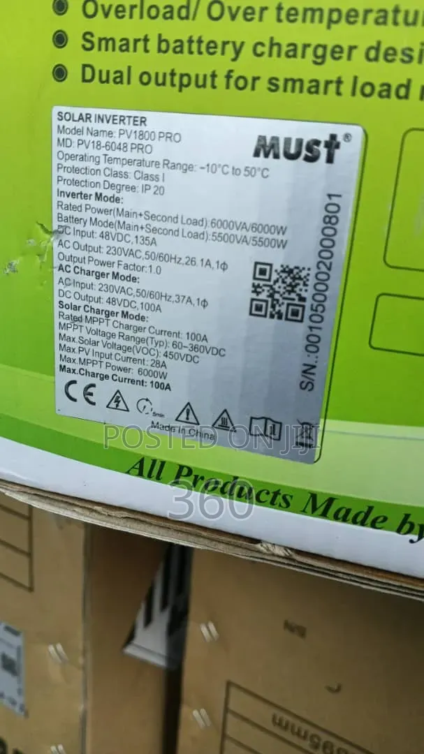 Must 6kw 48v 450vdc 135a Inverter