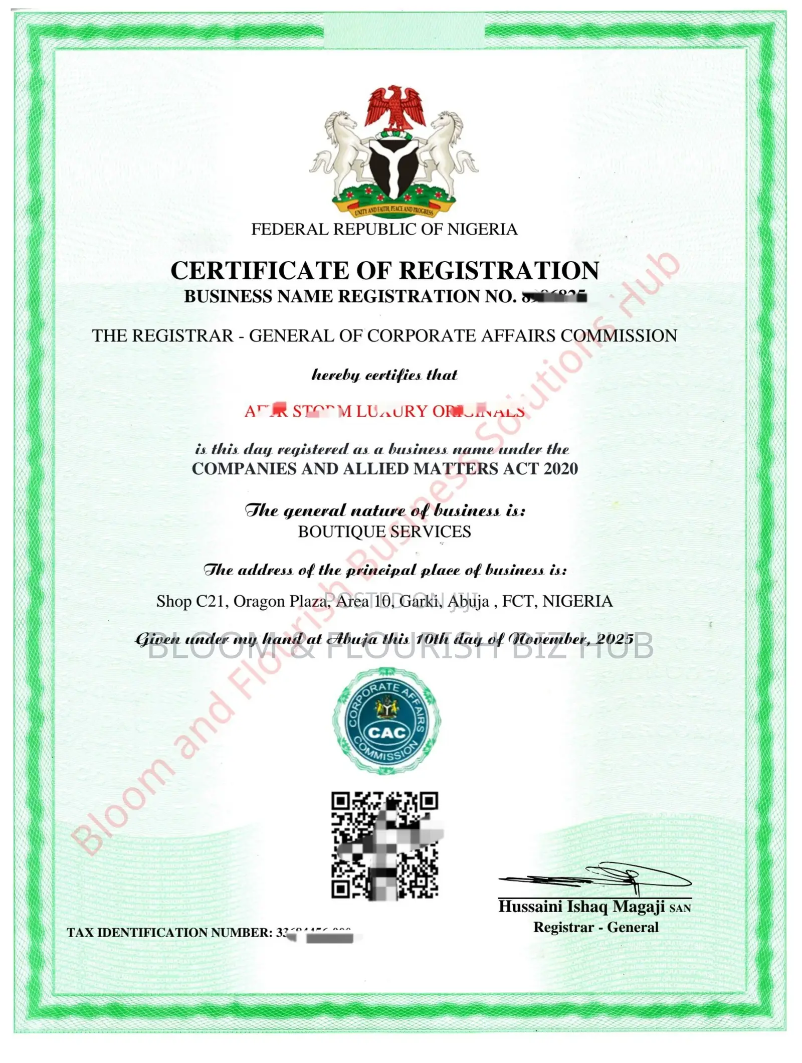 CAC Business Name Registration