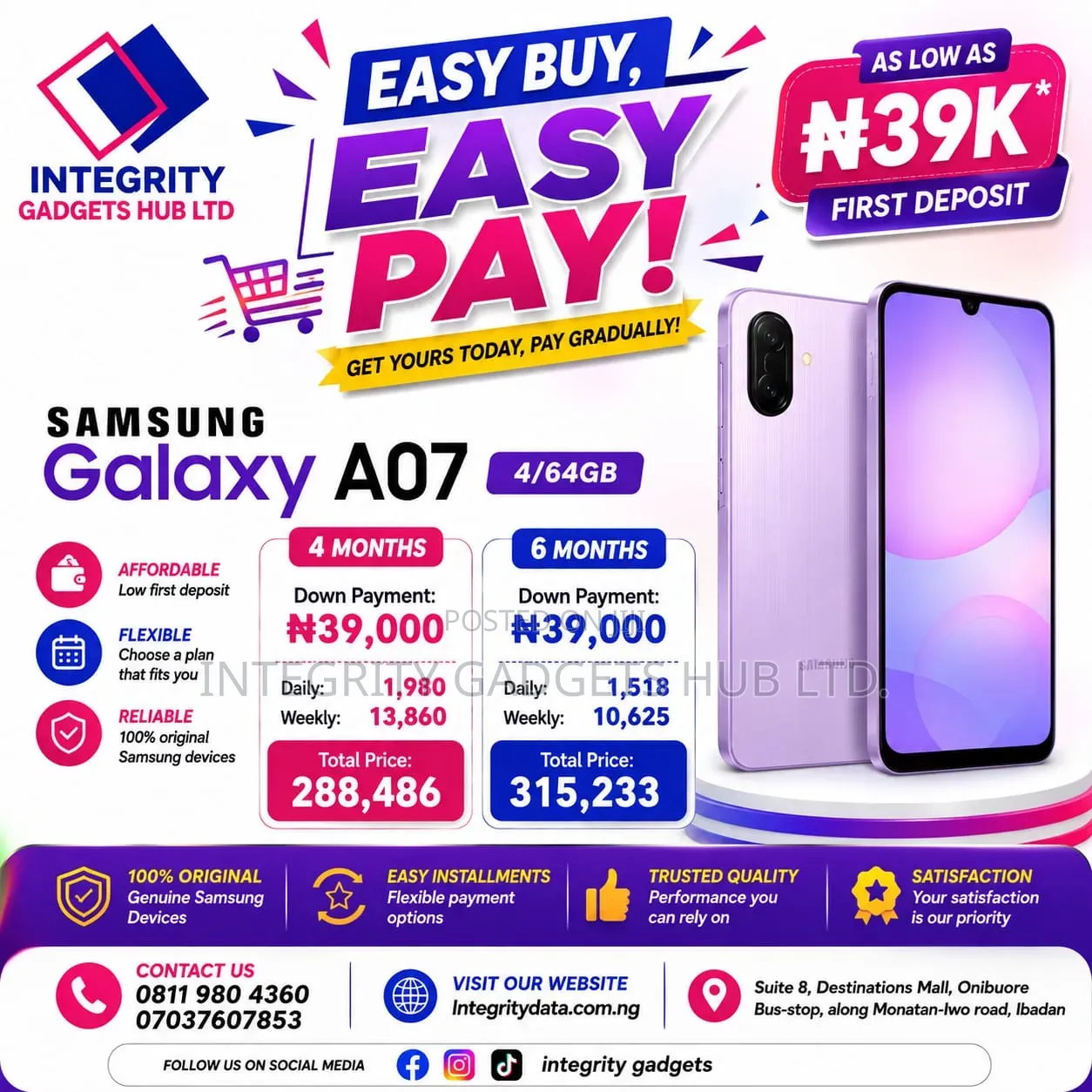 New Samsung Galaxy A07 4G 64 GB