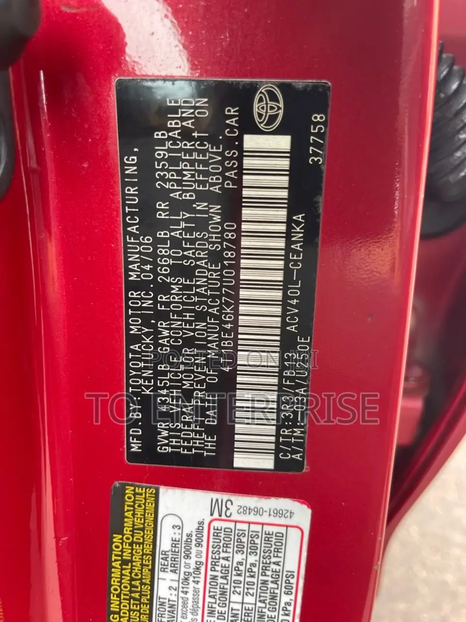 Toyota Camry 2008 Red
