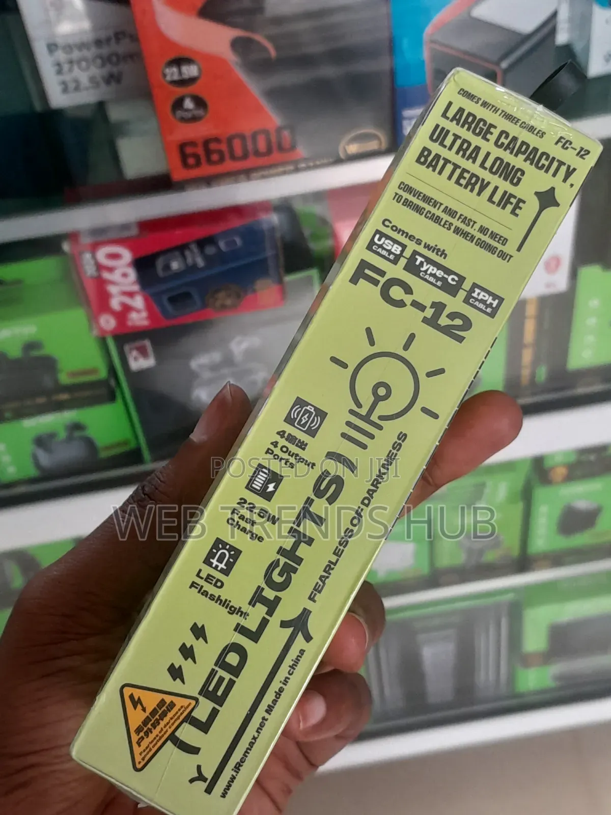 Remax 20000mAh 22.5W PowerBank With Built-in Cables Torch (FC-12)