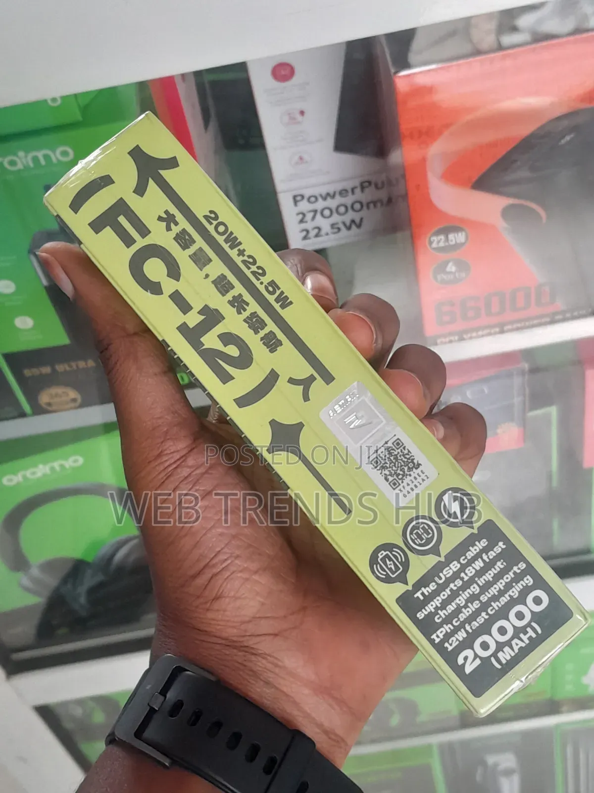 Remax 20000mAh 22.5W PowerBank With Built-in Cables Torch (FC-12)