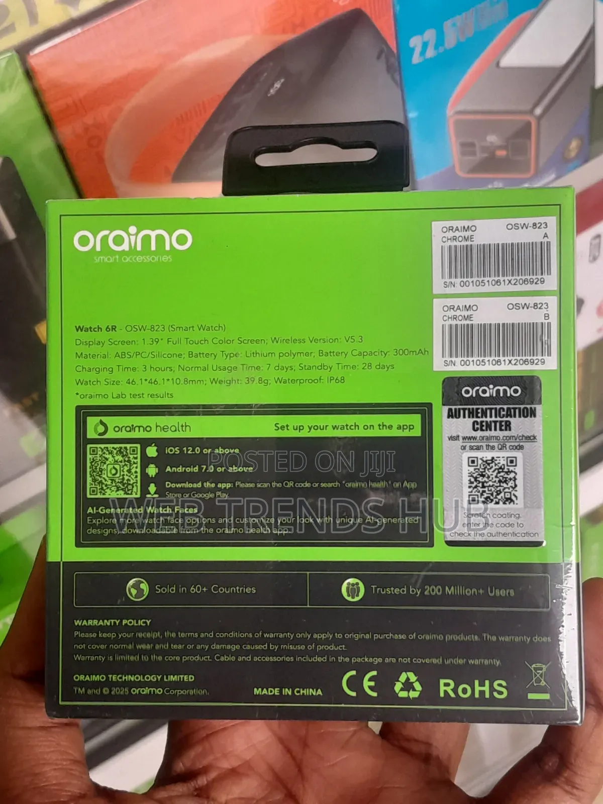 Oraimo Watch 6R (OSW-823) - 1.39" HD Screen and Wireless Calling