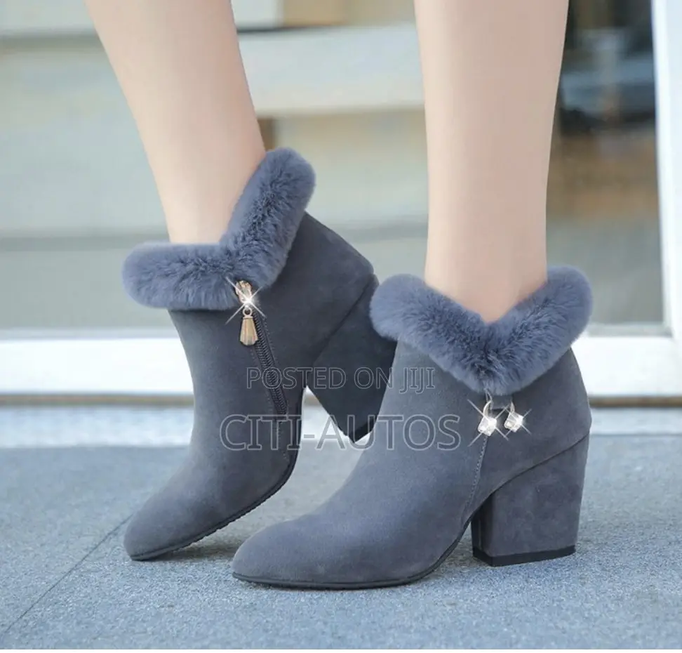 Woman's Ankle Boots Chunky Block Low Heel Vintage-Bootie Suede