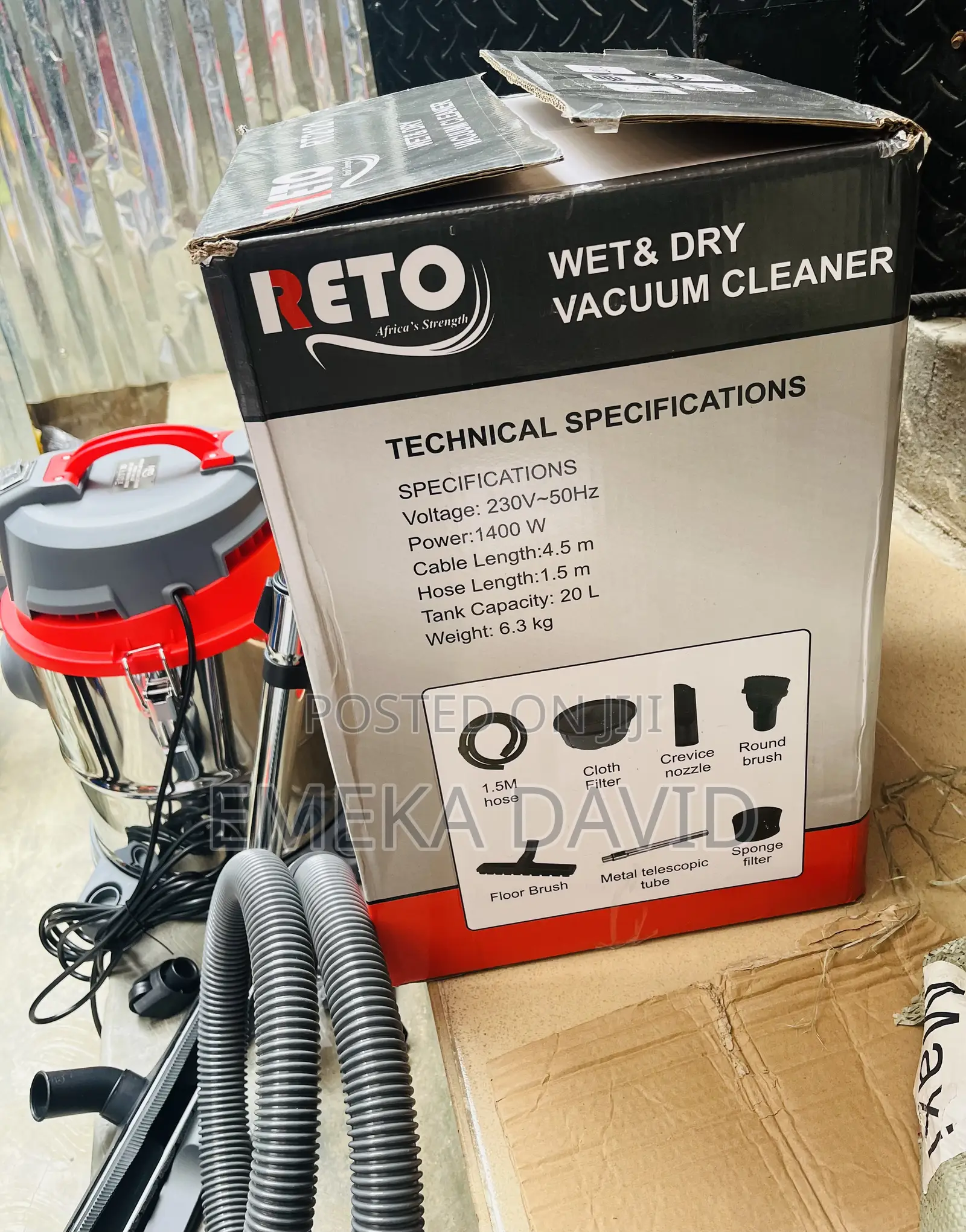Reto RT2121 Wet Dry Vacuum Cleaner a 20-Liter.