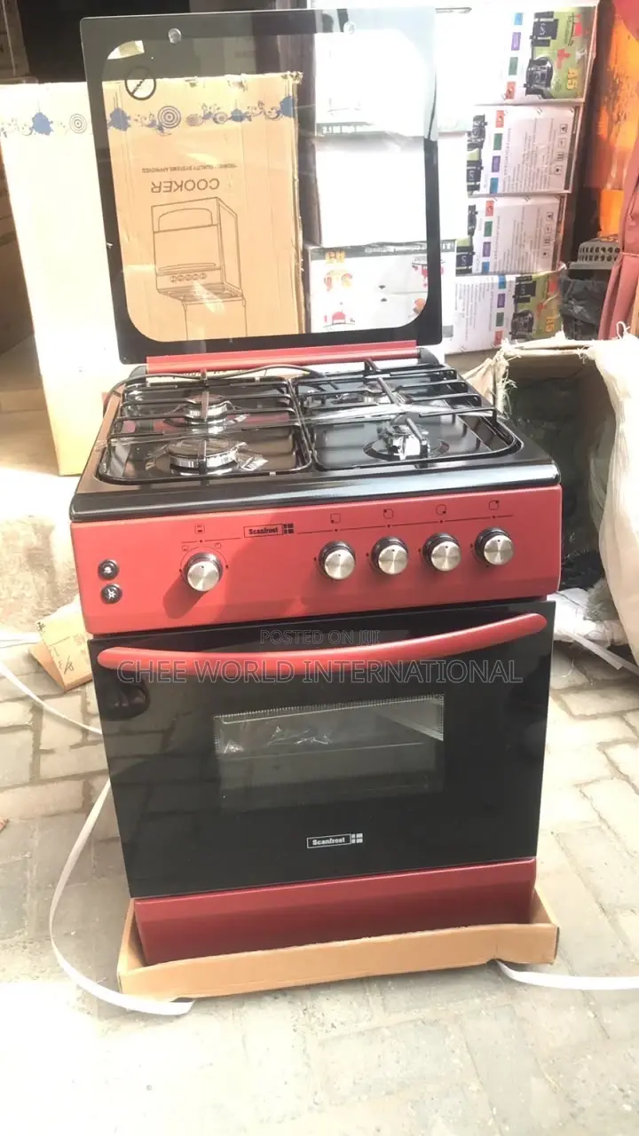 Original Brand New Scanfrost 4 Burner Gas Cooker 60x60 – Red