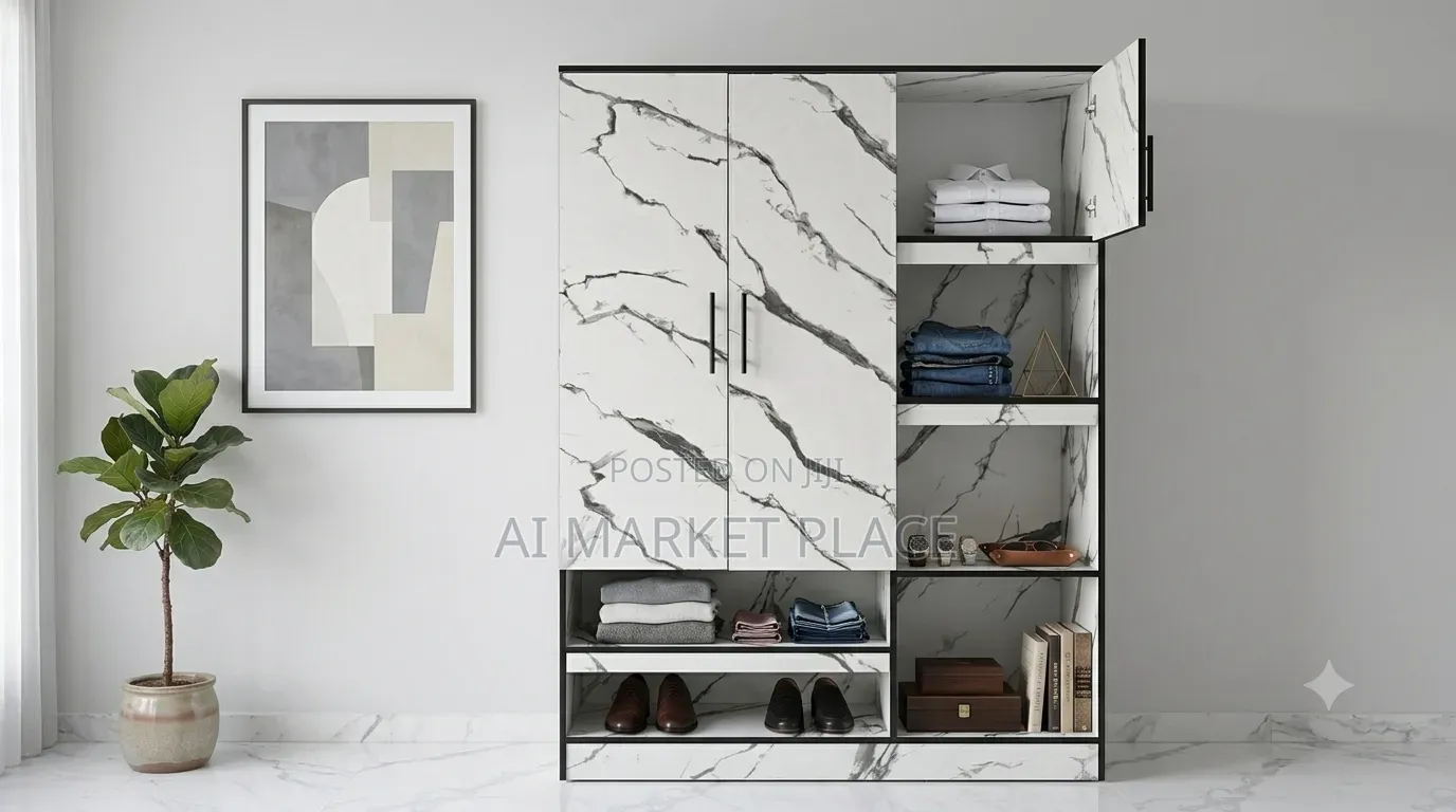 Modern Marble-Patterned Wardrobe 4ft by 6ft