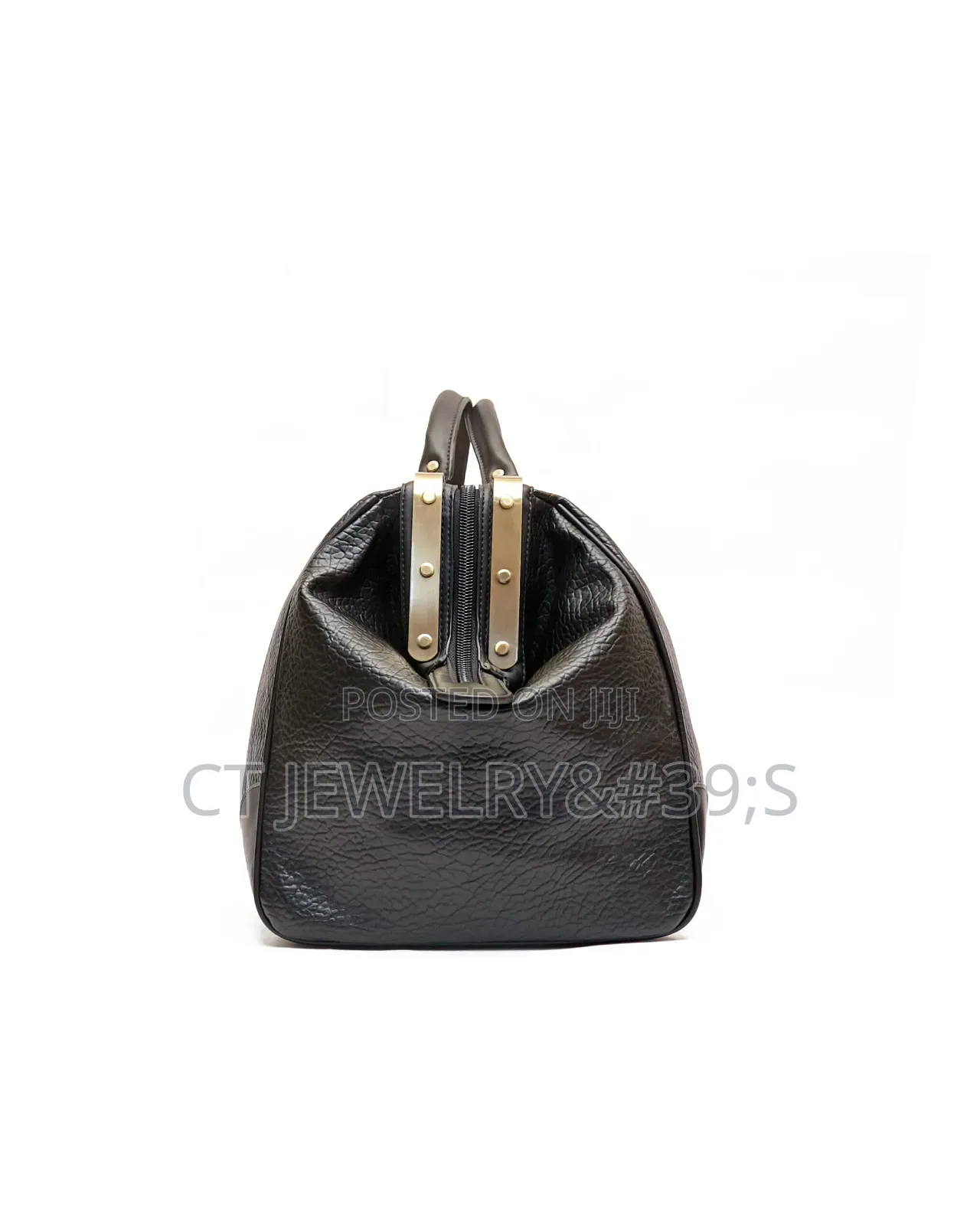 Lux Duffle Bag Rough Textured Metal Detail City Travelbag High Leather