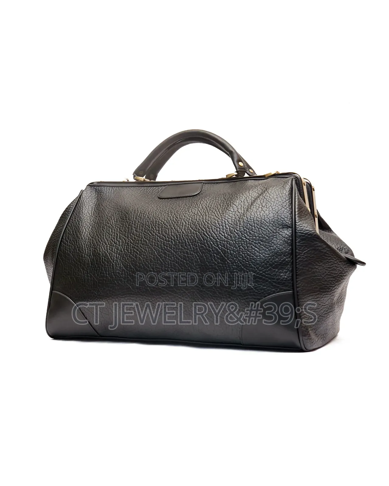 Lux Duffle Bag Rough Textured Metal Detail City Travelbag High Leather